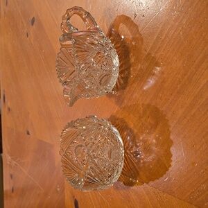 Antique American Brilliant Period Cut Glass Crystal Creamer & Sugar Set